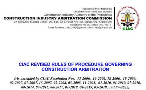 construction industry arbitration commission|ciac rules and regulations.